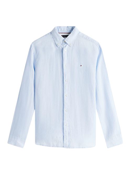 Camicia uomo celeste in lino Tommy Hilfiger | MW0MW34602C1O